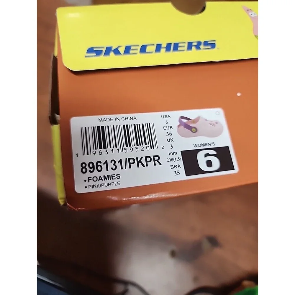 Skechers Sponge Bob Squarepants  Women's Patrick Foamies Size 6 US NIB